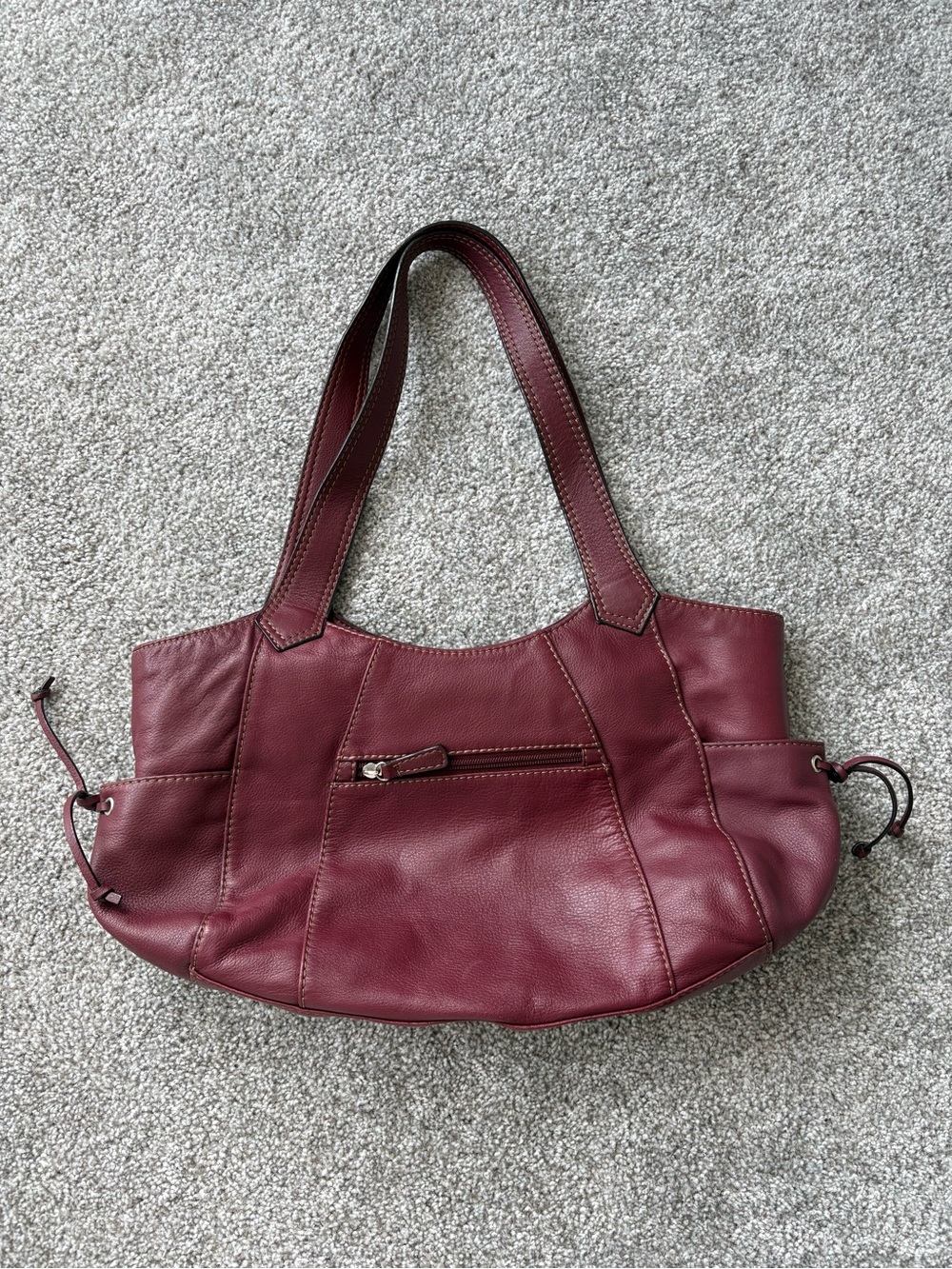 Women's Burgundy Leather Tote Shoulder Bag